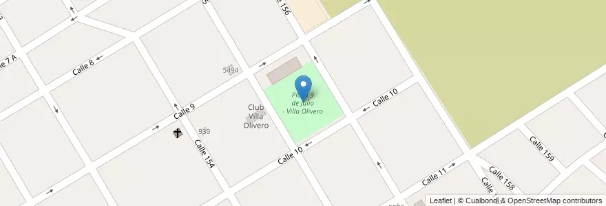 Mapa de ubicacion de Plaza 9 de Julio - Villa Olivero en Arjantin, Buenos Aires, Partido De Berazategui, Berazategui.