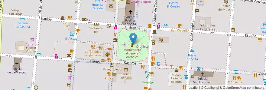 Mapa de ubicacion de Plaza 9 de Julio en 아르헨티나, Salta, Capital, Municipio De Salta, Salta.