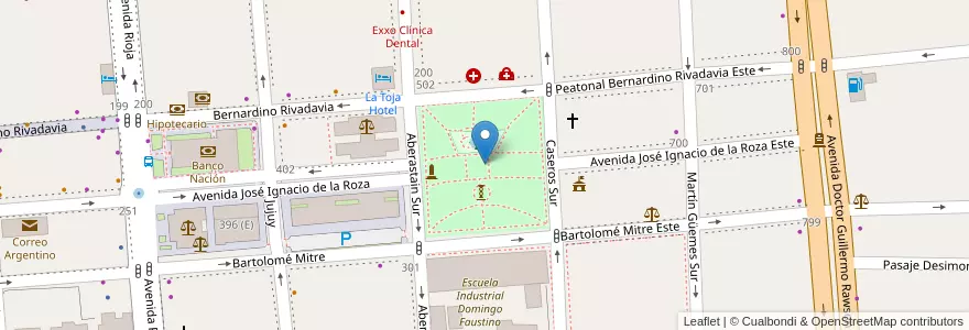 Mapa de ubicacion de Plaza Aberastain en Argentinië, San Juan, Chili, Capital.