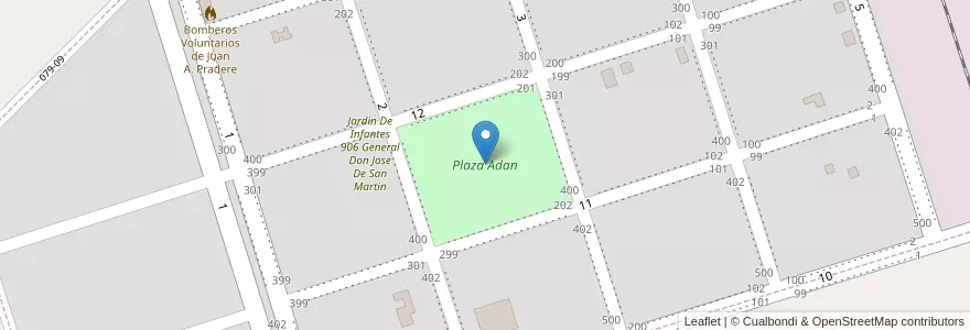 Mapa de ubicacion de Plaza Adan en 阿根廷, 布宜诺斯艾利斯省, Partido De Patagones, Juan A. Pradere.