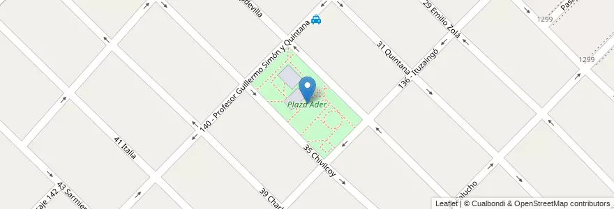 Mapa de ubicacion de Plaza Ader en Arjantin, Buenos Aires, Partido De General San Martín, Villa Ballester.