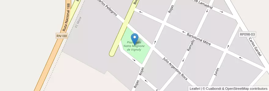 Mapa de ubicacion de Plaza Aida Natta Maglione de Vignoly en Arjantin, Buenos Aires, Partido De San Nicolás, General Rojo.