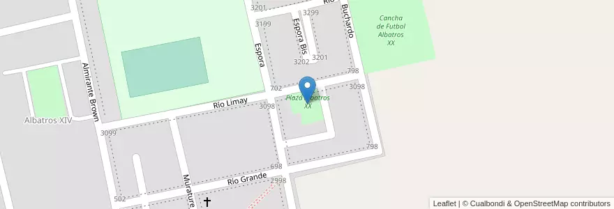 Mapa de ubicacion de Plaza Albatros XX en アルゼンチン, ブエノスアイレス州, Partido De Coronel De Marina Leonardo Rosales, Punta Alta.