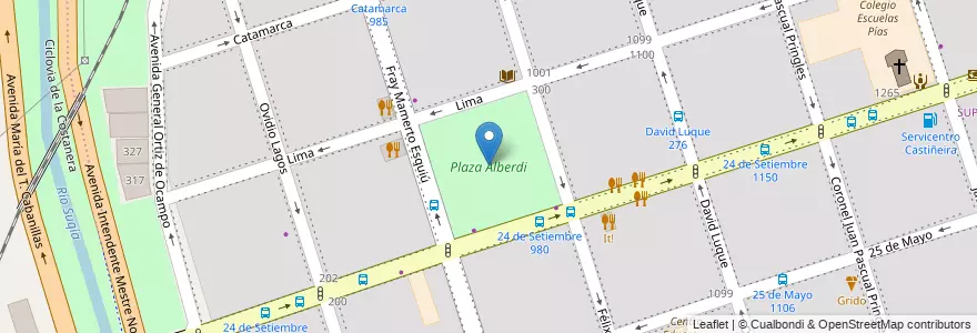 Mapa de ubicacion de Plaza Alberdi en Аргентина, Кордова, Departamento Capital, Pedanía Capital, Córdoba, Municipio De Córdoba.