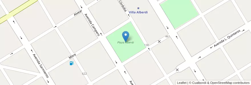 Mapa de ubicacion de Plaza Alberdi en Argentinië, Tucumán, Departamento Juan Bautista Alberdi, Municipio De Juan Bautista Alberdi, Villa Alberdi.