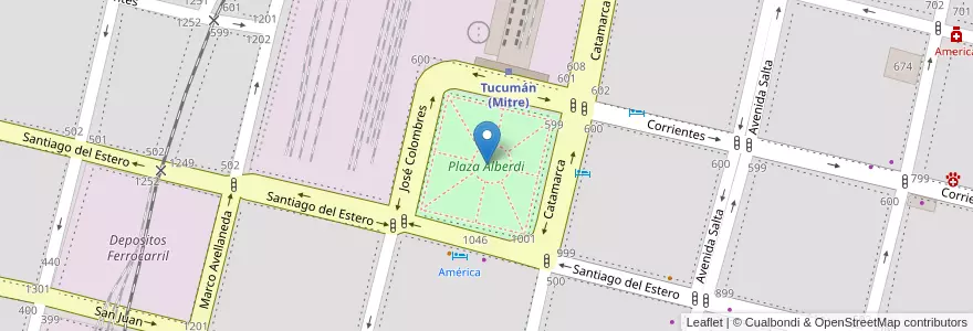 Mapa de ubicacion de Plaza Alberdi en Аргентина, Тукуман, San Miguel De Tucumán, Departamento Capital, San Miguel De Tucumán.