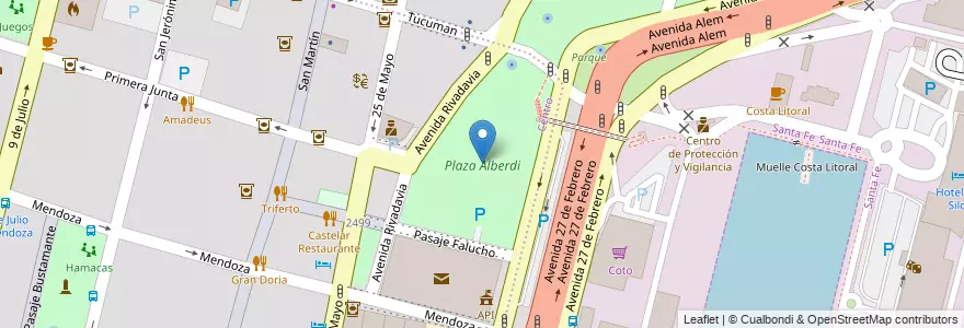 Mapa de ubicacion de Plaza Alberdi en Аргентина, Санта-Фе, Departamento La Capital, Santa Fe Capital, Santa Fe.