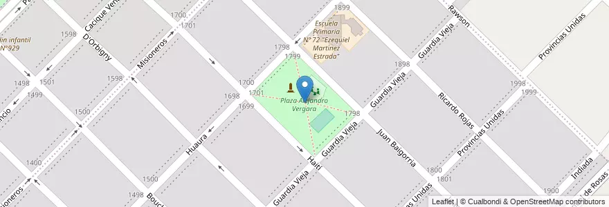 Mapa de ubicacion de Plaza Alejandro Vergara en Arjantin, Buenos Aires, Partido De Bahía Blanca, Bahía Blanca.