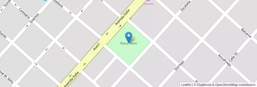 Mapa de ubicacion de Plaza Alem en アルゼンチン, ブエノスアイレス州, Partido De General Belgrano, General Belgrano.