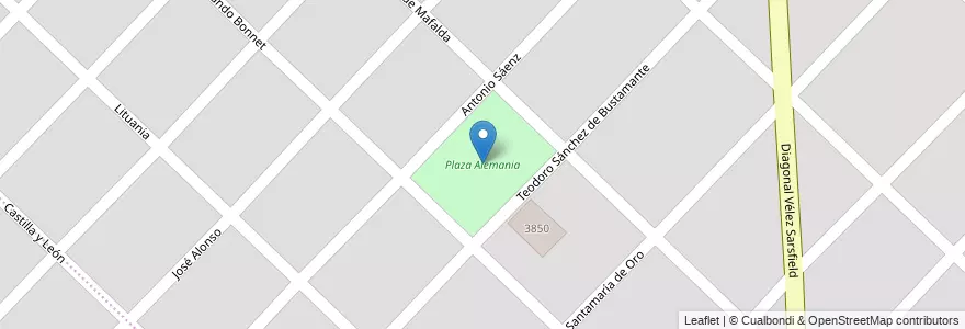 Mapa de ubicacion de Plaza Alemania en الأرجنتين, بوينس آيرس, Partido De General Pueyrredón, مار ديل بلاتا.