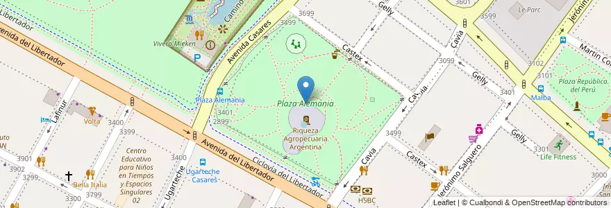 Mapa de ubicacion de Plaza Alemania, Palermo en آرژانتین, Ciudad Autónoma De Buenos Aires, Buenos Aires, Comuna 14.