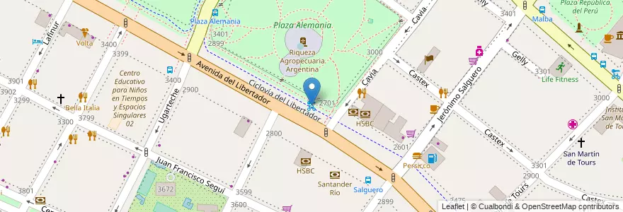 Mapa de ubicacion de Plaza Alemania, Palermo en الأرجنتين, Ciudad Autónoma De Buenos Aires, Buenos Aires, Comuna 14.