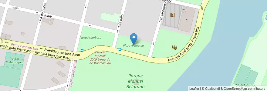 Mapa de ubicacion de Plaza Alemania en Arjantin, Santa Fe, Departamento La Capital, Santa Fe Capital.