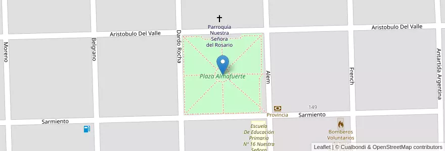 Mapa de ubicacion de Plaza Almafuerte en アルゼンチン, ブエノスアイレス州, Partido De Pehuajó, Juan José Paso, Juan José Paso.