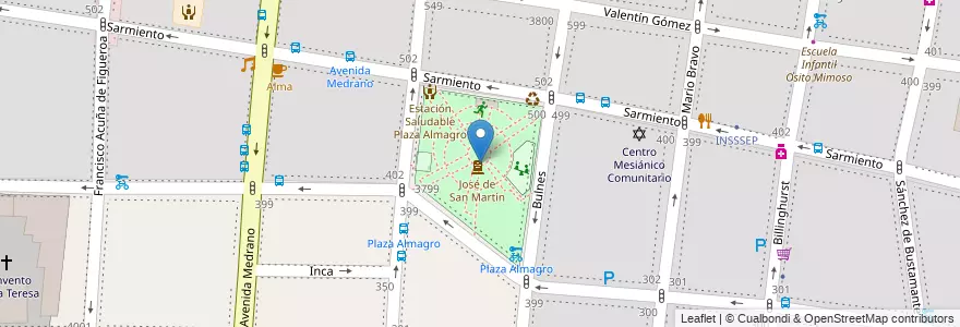 Mapa de ubicacion de Plaza Almagro, Almagro en الأرجنتين, Ciudad Autónoma De Buenos Aires, Comuna 5, Buenos Aires.