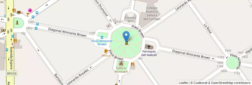 Mapa de ubicacion de Plaza Almirante Brown en Arjantin, Buenos Aires, Partido De Almirante Brown, Adrogué.
