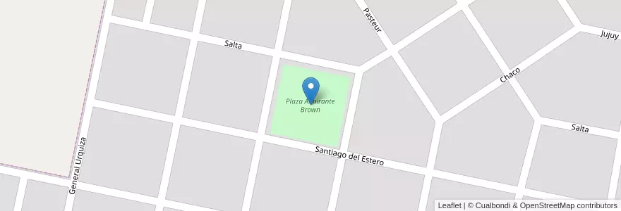 Mapa de ubicacion de Plaza Almirante Brown en 아르헨티나, Córdoba, Departamento Unión, Pedanía Litín, Municipio De Noetinger, Noetinger.