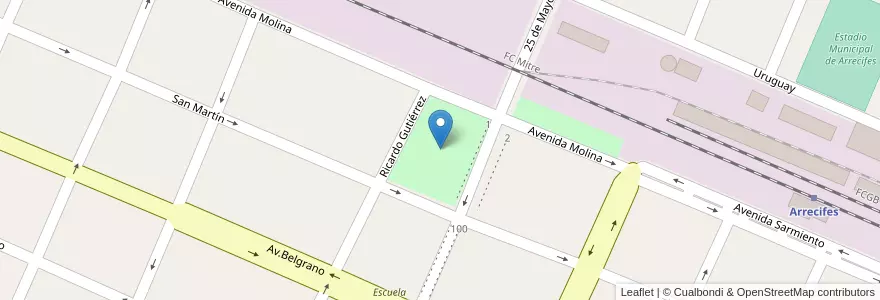 Mapa de ubicacion de Plaza Almirante Brown en Arjantin, Buenos Aires, Partido De Arrecifes, Arrecifes.