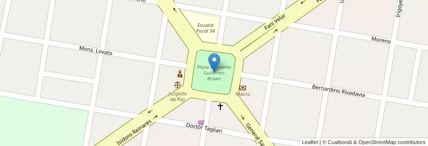 Mapa de ubicacion de Plaza Almirante Guillermo Brown en Argentinien, Santa Fe, Departamento La Capital, Municipio De Llambi Campbell, Llambí Campbell.