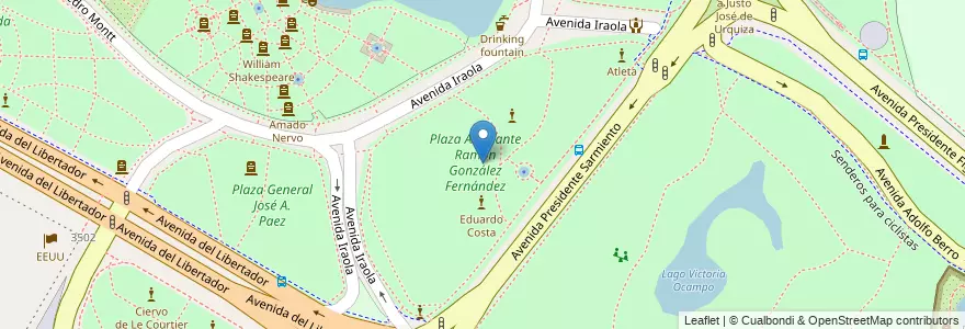 Mapa de ubicacion de Plaza Almirante Ramón González Fernández, Palermo en الأرجنتين, Ciudad Autónoma De Buenos Aires, Buenos Aires, Comuna 14.