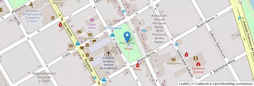 Mapa de ubicacion de Plaza Alsina en Аргентина, Рио-Негро, Departamento Adolfo Alsina, Viedma, Viedma.