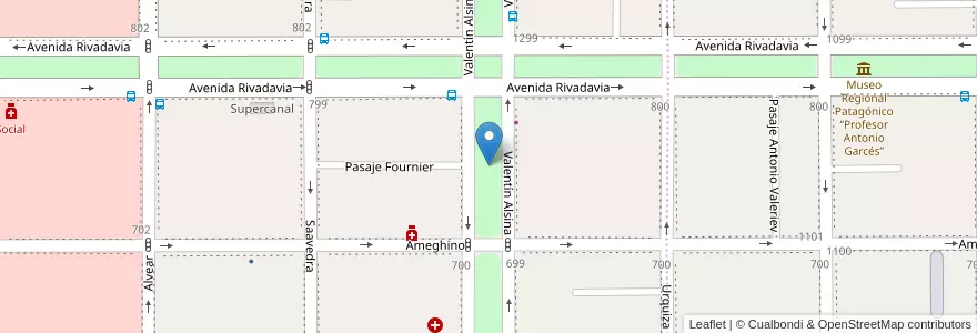 Mapa de ubicacion de Plaza Alsina en الأرجنتين, شوبوت, Departamento Escalante, Comodoro Rivadavia.