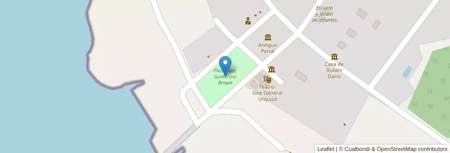 Mapa de ubicacion de Plaza Alte. Guillermo Brown en Arjantin, Buenos Aires, Partido De La Plata.