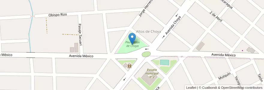 Mapa de ubicacion de Plaza Altos de Choya en Аргентина, Катамарка, Departamento Capital, Municipio De San Fernando Del Valle De Catamarca, San Fernando Del Valle De Catamarca.