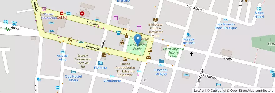 Mapa de ubicacion de Plaza Álvarez Prado en 阿根廷, Jujuy, Departamento Tilcara, Municipio De Tilcara.