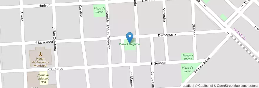Mapa de ubicacion de Plaza Ameghino en Arjantin, Buenos Aires, Partido De Chascomús, Chascomús.