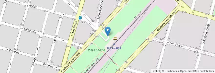 Mapa de ubicacion de Plaza Andino en アルゼンチン, コルドバ州, Departamento Río Cuarto, Pedanía Río Cuarto, Municipio De Río Cuarto, Río Cuarto.