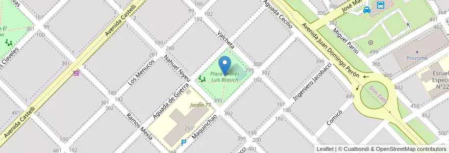 Mapa de ubicacion de Plaza Andrés Luis Brasich en アルゼンチン, リオネグロ州, Departamento Adolfo Alsina, Viedma, Viedma.