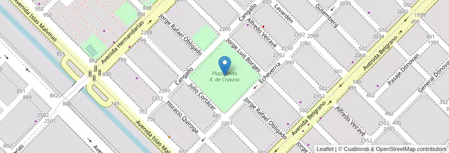 Mapa de ubicacion de Plaza Anita K. de Cravzov en アルゼンチン, チャコ州, Departamento San Fernando, Resistencia, Resistencia.