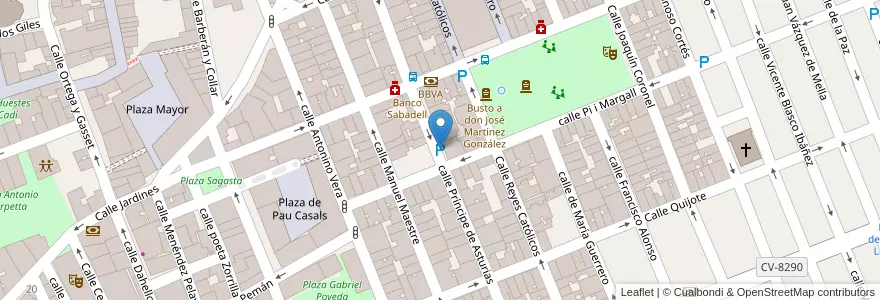 Mapa de ubicacion de Plaza aparcamiento minusvalidos en スペイン, バレンシア州, Alacant / Alicante, El Vinalopó Mitjà / El Vinalopó Medio, Elda.