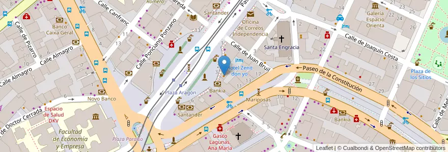 Mapa de ubicacion de Plaza Aragón en スペイン, アラゴン州, サラゴサ, Zaragoza, サラゴサ.