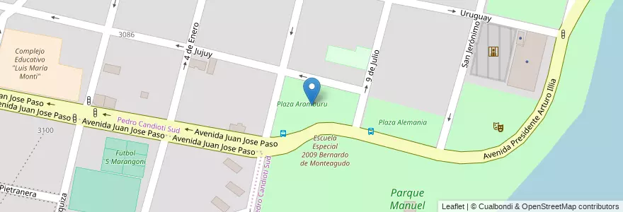 Mapa de ubicacion de Plaza Aramburu en Argentinien, Santa Fe, Departamento La Capital, Santa Fe Capital, Santa Fe.