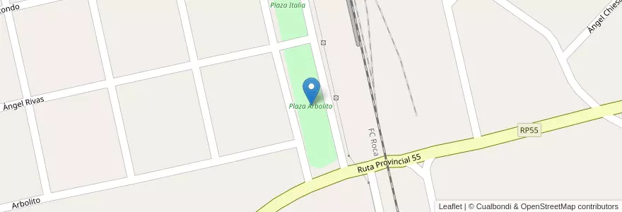 Mapa de ubicacion de Plaza Arbolito en 阿根廷, 布宜诺斯艾利斯省, Partido De Mar Chiquita.