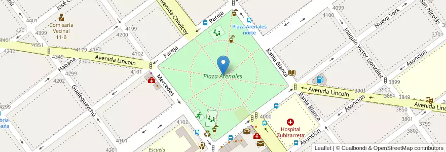 Mapa de ubicacion de Plaza Arenales, Villa Devoto en 阿根廷, Ciudad Autónoma De Buenos Aires, 布宜诺斯艾利斯, Comuna 11.