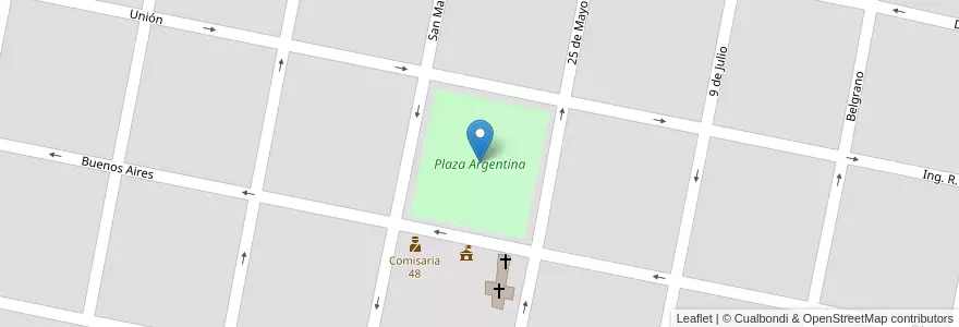 Mapa de ubicacion de Plaza Argentina en Argentina, Córdova, Departamento Unión, Pedanía Loboy, Municipio De Canals, Canals.