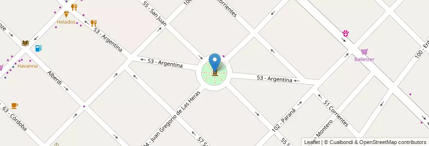 Mapa de ubicacion de Plaza Argentina en アルゼンチン, ブエノスアイレス州, Partido De General San Martín, Villa Ballester.