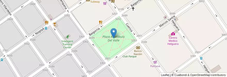 Mapa de ubicacion de Plaza Aristóbulo Del Valle, Villa del Parque en アルゼンチン, Ciudad Autónoma De Buenos Aires, ブエノスアイレス, Comuna 11.