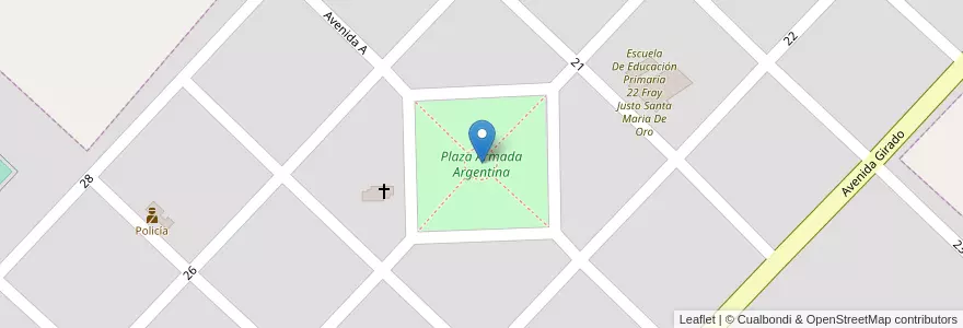 Mapa de ubicacion de Plaza Armada Argentina en アルゼンチン, ブエノスアイレス州, Partido De Tres Arroyos, San Francisco De Bellocq.