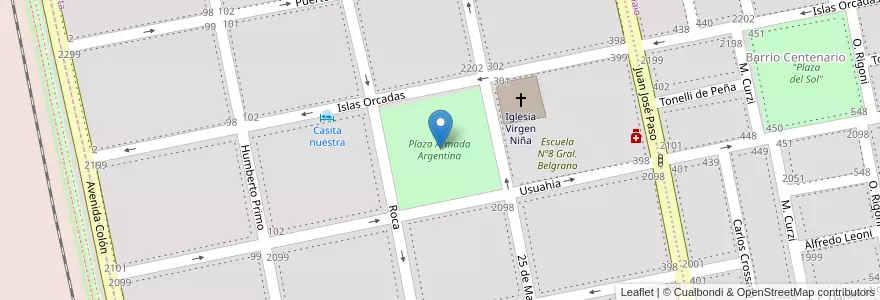 Mapa de ubicacion de Plaza Armada Argentina en 아르헨티나, 부에노스아이레스주, Partido De Coronel De Marina Leonardo Rosales, Punta Alta.