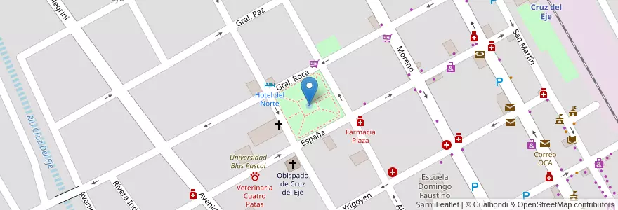 Mapa de ubicacion de Plaza Armesto en Arjantin, Córdoba, Departamento Cruz Del Eje, Municipio De Cruz Del Eje, Pedanía Cruz Del Eje, Cruz Del Eje.
