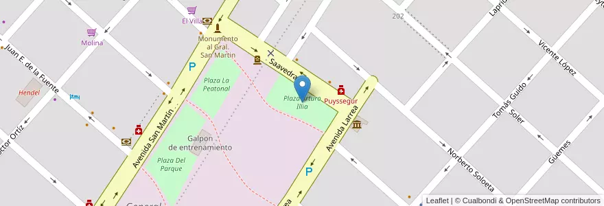 Mapa de ubicacion de Plaza Arturo Illia en アルゼンチン, ブエノスアイレス州, Partido De General Belgrano, General Belgrano.