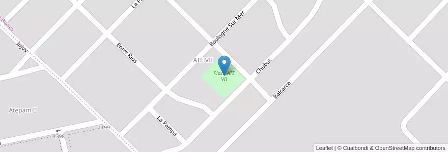 Mapa de ubicacion de Plaza ATE VII en アルゼンチン, ブエノスアイレス州, Partido De Coronel De Marina Leonardo Rosales, Punta Alta.