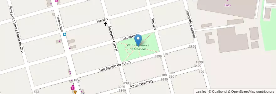 Mapa de ubicacion de Plaza Aviadores de Malvinas en Argentinië, Buenos Aires, Partido De Tigre, Don Torcuato.