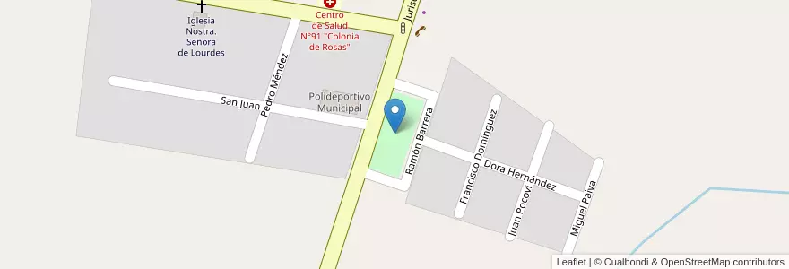 Mapa de ubicacion de Plaza B° LAS VERTIENTES en Argentinië, Chili, Mendoza, Departamento Tunuyán, Distrito Colonia Las Rosas.