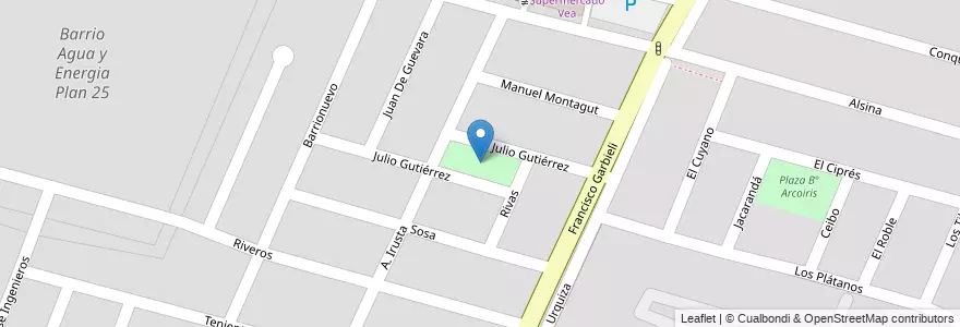 Mapa de ubicacion de Plaza B° Municipal en アルゼンチン, チリ, メンドーサ州, Departamento Maipú, Distrito Luzuriaga, Maipú.