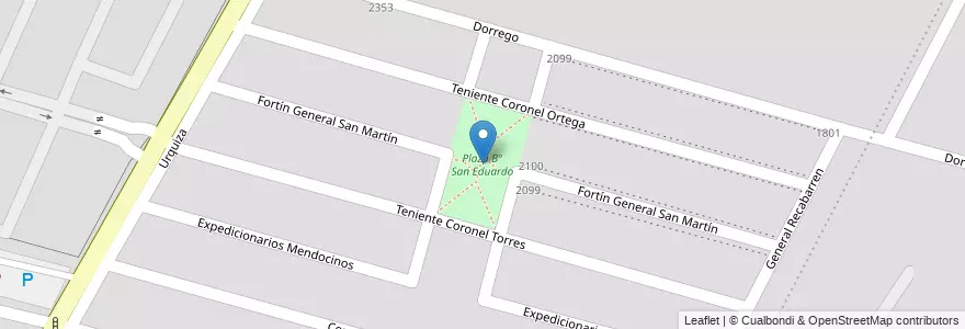 Mapa de ubicacion de Plaza B° San Eduardo en Arjantin, Şili, Mendoza, Departamento Maipú, Distrito Luzuriaga, Maipú.